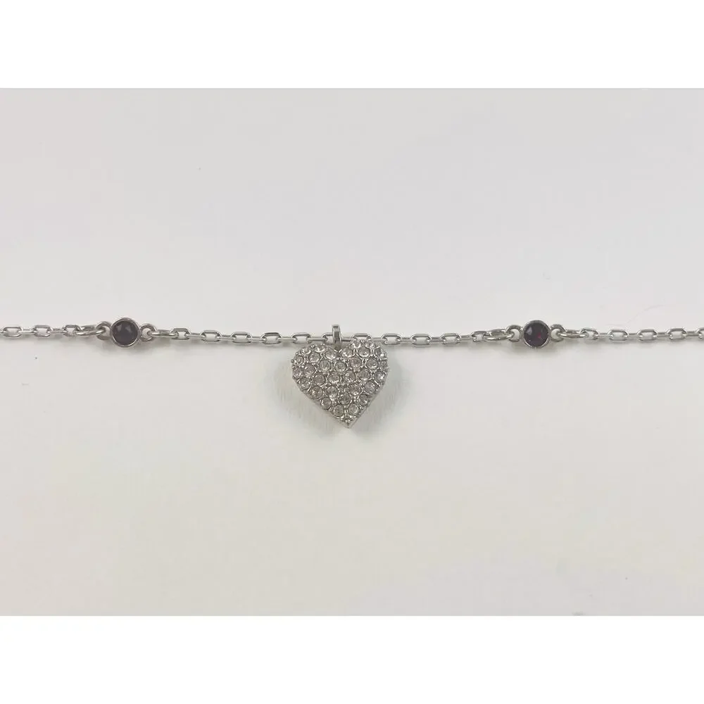 Swarovski Heart Bracelet Crystal Pave Chain Adjustable Red Rhinestone Dainty Swa